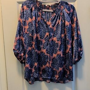 Collective Concepts Blue and Pink Floral Blouse